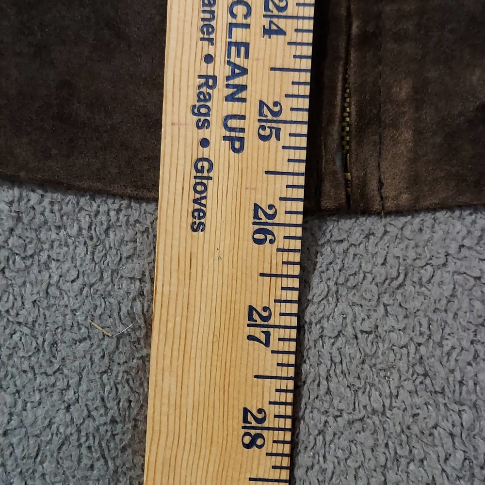 Fabio Coat Womens XL Vtg 80s Brown Genuine Leather Jacket Acrylic Long Sleeve - Picture 6 of 6